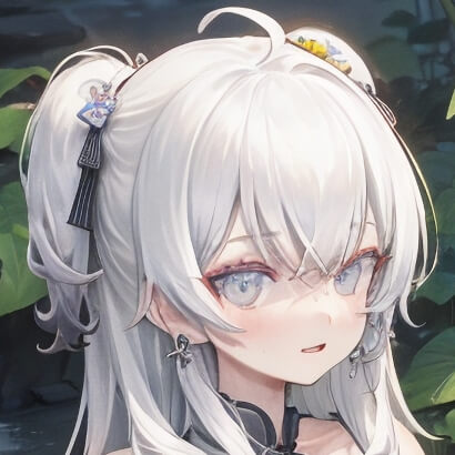 东雪莲头像 白色发系女头