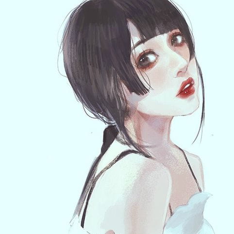 暗恋好比耳机里的音乐声 手绘女生头像