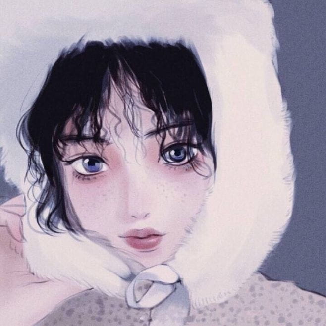 暗恋好比耳机里的音乐声 手绘女生头像