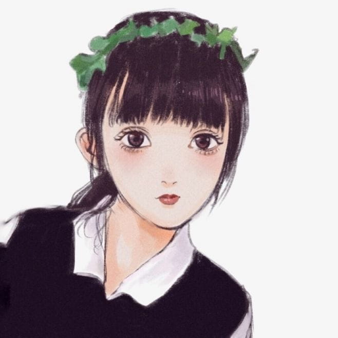 暗恋好比耳机里的音乐声 手绘女生头像