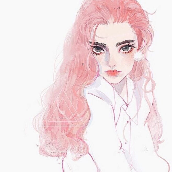 暗恋好比耳机里的音乐声 手绘女生头像