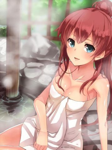 出浴的少女 手机壁纸 微红的双颊