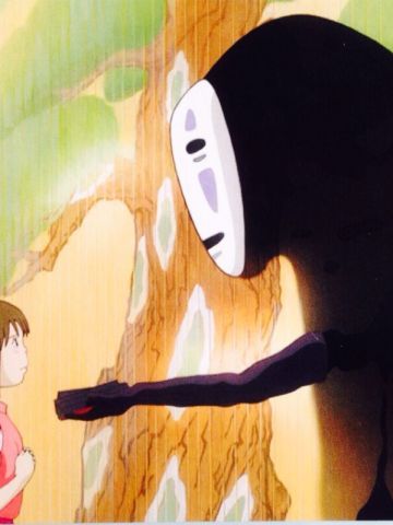 举伞等待着的无脸男萌化手机主题