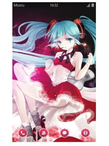 初音 手机主题 红色性感小礼服