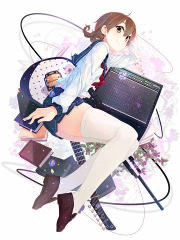 吉他少女 手机壁纸 活力四射