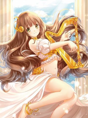 动漫少女 手机壁纸 乐器女孩