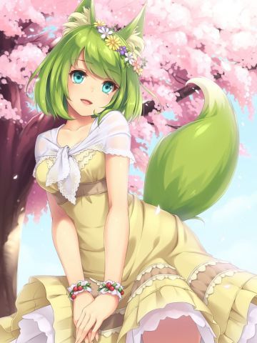 动漫少女 手机壁纸 可爱狐耳少女