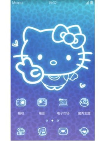 豹纹萤光hello kitty  这个手机主题有点萌！