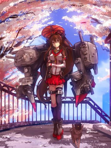 舰队collection 撑伞的小姐姐 大和 舰娘手机壁纸下载