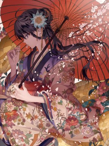 简陋的和服 浴衣少女手机壁纸