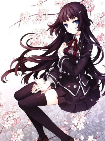 鲜花配美人 二次元萌少女手机壁纸