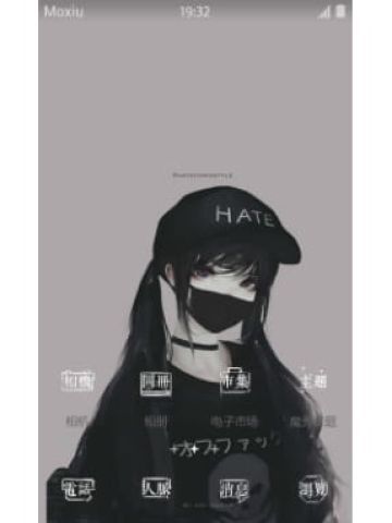 日系黑白色系少女安卓手机主题下载