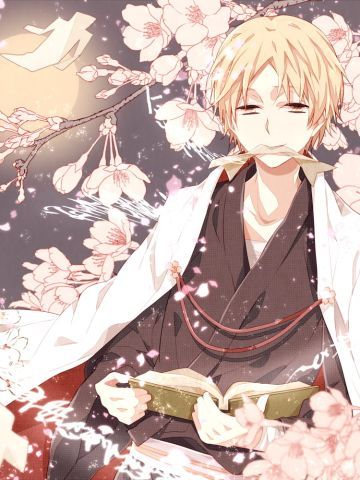 《夏目友人帐》樱花树下的夏目萌化手机主题