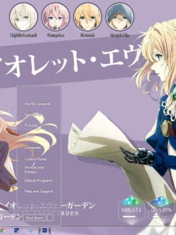 Windows 7 萌化电脑主题 紫罗兰的永恒花园