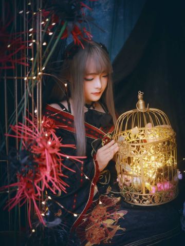 Lolita 刺绣 彼岸花 cosplay