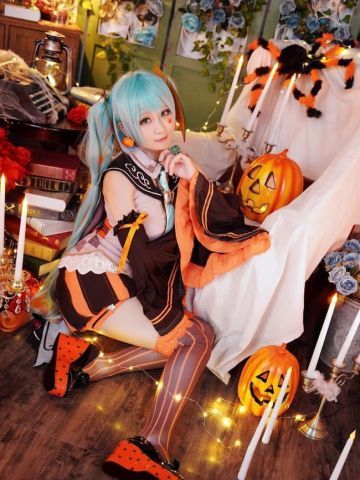 VOCALOID 万圣节 初音ミク 双马尾 绝对领域 cosplay