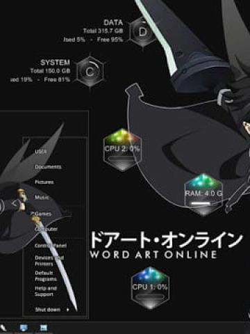 Windows7 萌化电脑主题 刀剑神域 桐谷和人