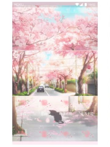 樱花与猫 手机主题