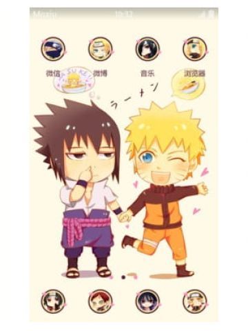 Q版左鸣手机主题手拉手去吃拉面