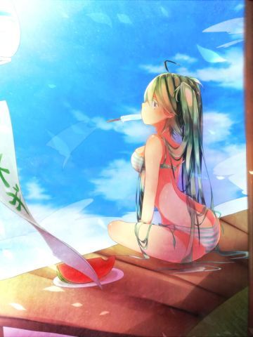 【win7主题】miku！miku！miku最美！翠绿色泳装初音