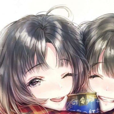 面对面,背靠背,眼对眼,和你在一起 二次元情侣头像