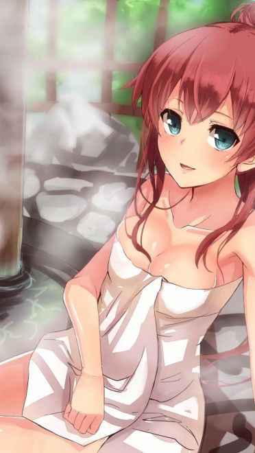 出浴的少女 手机壁纸 微红的双颊