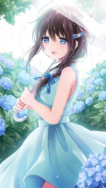 六月的雨 撑伞的姑娘 手机壁纸