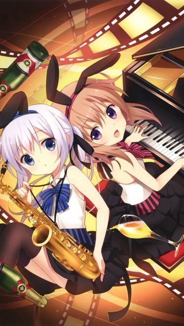 动漫少女 手机壁纸 乐器女孩