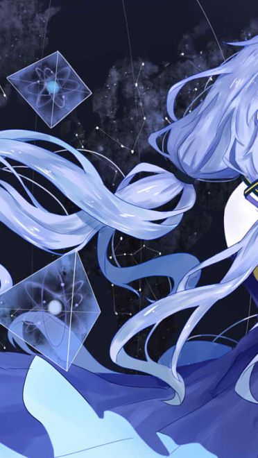 星空下的小天使 星尘插画电脑壁纸下载(1)