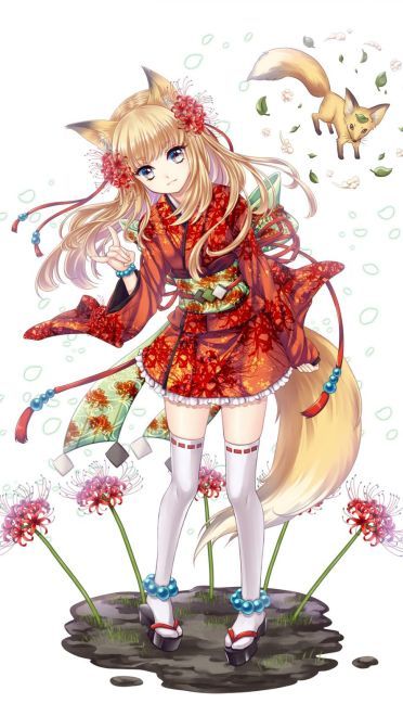 秀色可餐的动漫和服美少女手机壁纸