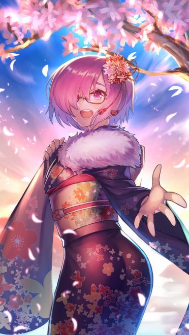 樱花树下的那可爱的少女手机壁纸