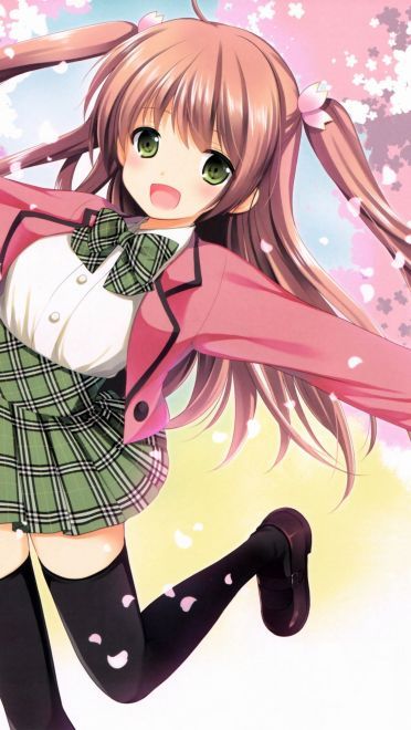 樱花树下的那可爱的少女手机壁纸