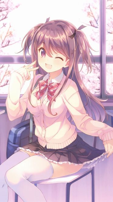 樱花树下的那可爱的少女手机壁纸