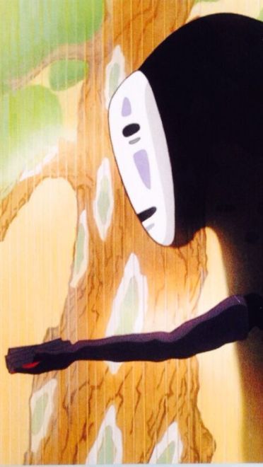 举伞等待着的无脸男萌化手机主题