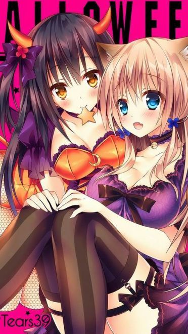 带着萌耳朵的少女 手机壁纸 可爱