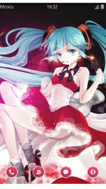 初音 手机主题 红色性感小礼服