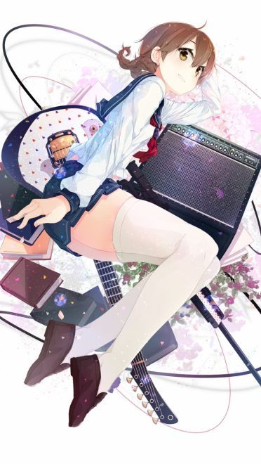 吉他少女 手机壁纸 活力四射