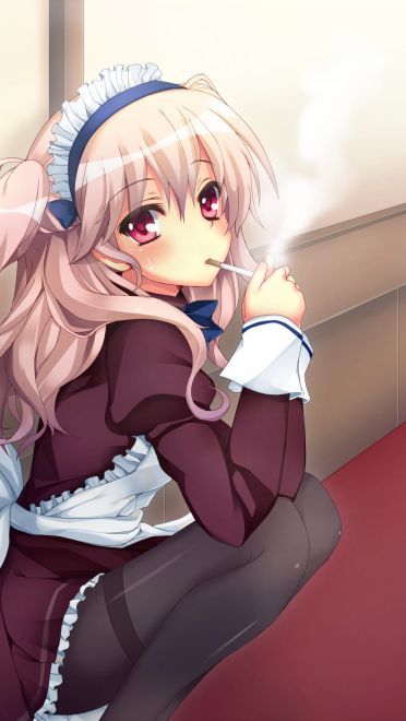 吸烟的少女 手机壁纸