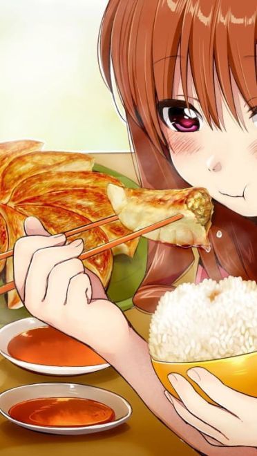 无法抵挡的诱惑：少女与美食 桌面壁纸