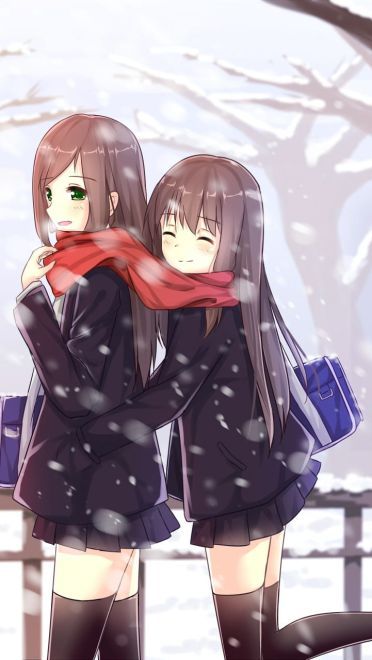 戴着围巾的花季少女 手机壁纸