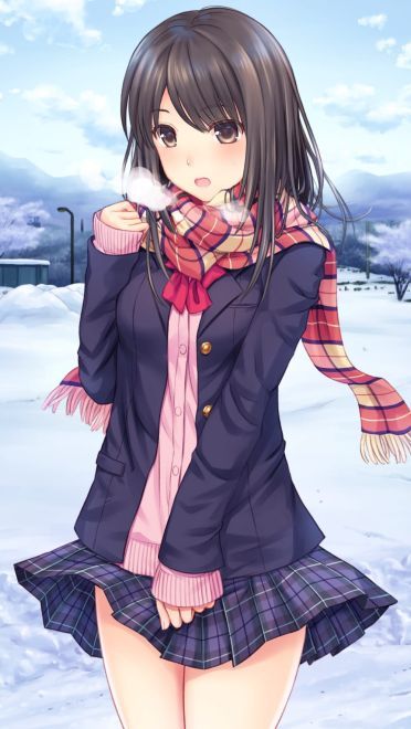 戴着围巾的花季少女 手机壁纸