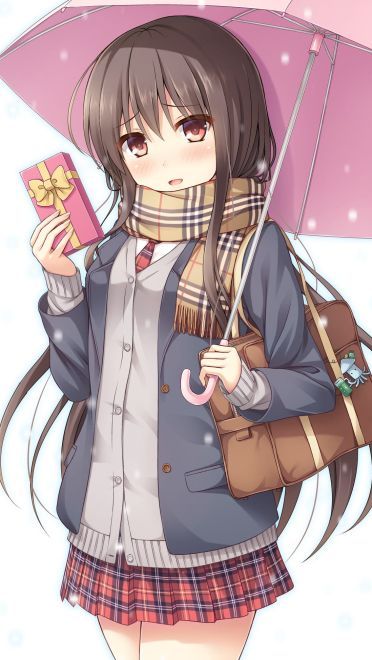 戴着围巾的花季少女 手机壁纸