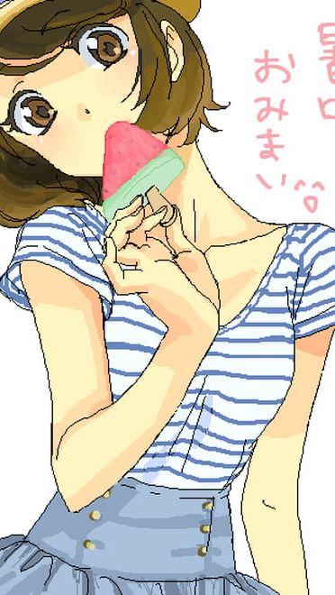 【手机壁纸】夏天一定要吃 西瓜冰棍和美少女更