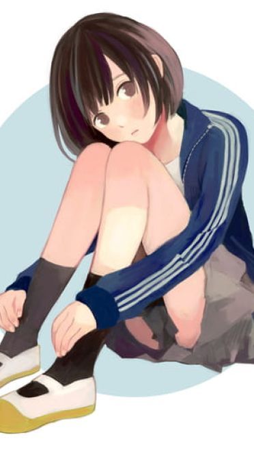 【手机壁纸】屁股着地，双腿并拢屈膝，双手抱