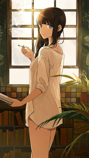 The girl or the book 手机壁纸