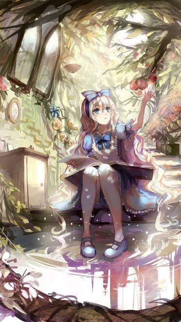 The girl or the book 手机壁纸