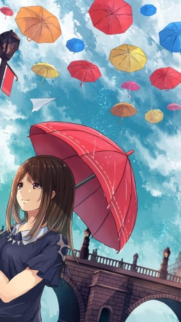 六月的雨 撑伞的姑娘 手机壁纸