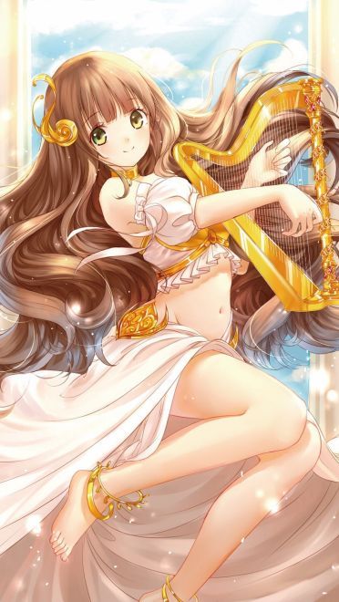 动漫少女 手机壁纸 乐器女孩