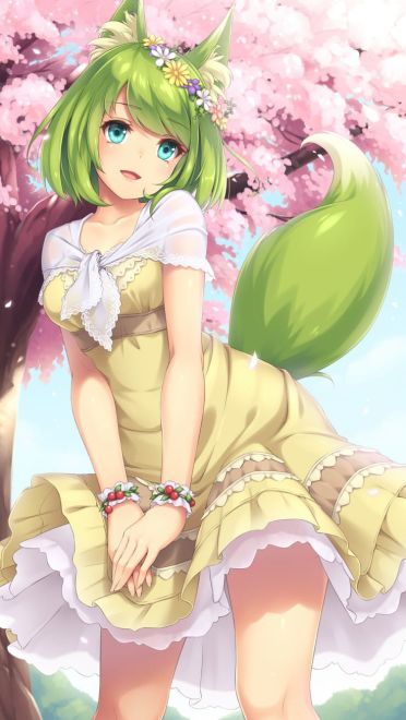 动漫少女 手机壁纸 可爱狐耳少女