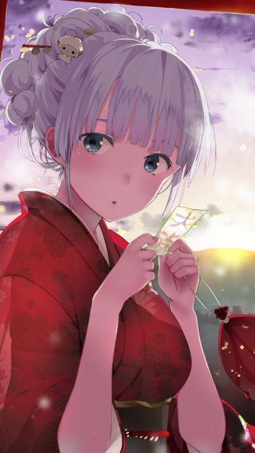 动漫少女 手机壁纸 银发真的很好看啊！